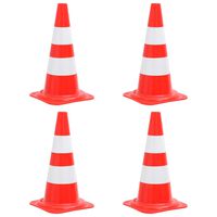 vidaXL Odblaskowe pachołki drogowe, 4 szt., czerwono-białe, 50 cm