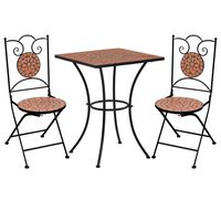 vidaXL 3-osainen mosaiikkibistrosarja keraamiset laatat terrakotta