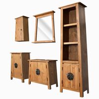 vidaXL Set de baie, 5 piese, lemn masiv de pin