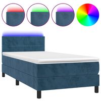 vidaXL Box Spring Bed with Mattress&LED Black 120x190 cm Velvet