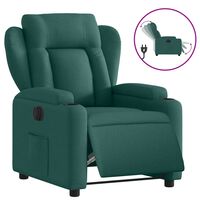 vidaXL Poltrona elétrica reclinável tecido verde-escuro