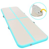 vidaXL Надуваем дюшек за гимнастика с помпа, 300x100x10 см, PVC, зелен