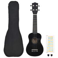 vidaXL Set soprano ukulele s obalem pro děti černé 21"