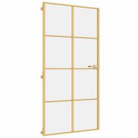vidaXL Interior Door Slim Golden 102.5x201.5 cm Tempered Glass and Aluminium