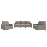 vidaXL Sofos komplektas su pagalvėlėmis, 3 dalių, taupe, audinys