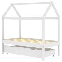 vidaXL fehér tömör fenyőfa gyerekágykeret fiókkal 70 x 140 cm