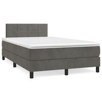 vidaXL Cama boxspring com colchão 120x200 cm veludo cinzento-escuro