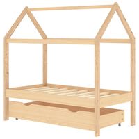 vidaXL tömör fenyőfa gyerekágykeret fiókkal 70 x 140 cm