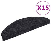 vidaXL Tapetes de escada autoadesivos 15 peças 65x21x4 cm pretos semicirculares grandes