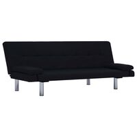 vidaXL Slaapbank met twee kussens polyester zwart
