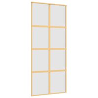vidaXL Drzwi przesuwne, złote, 90x205 cm, mrożone szkło ESG, aluminium