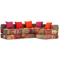 vidaXL 4-Sitzer Modularer Pouf Patchwork Stoff