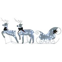 vidaXL Rentier mit Schlitten Weihnachtsdekoration 60 LEDs Outdoor Weiß