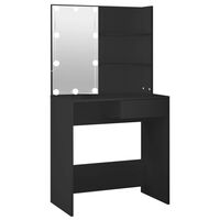 vidaXL Toaletný stolík s LED čierny 74,5x40x141 cm