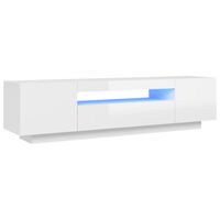 vidaXL Szafka TV z oświetleniem LED, biel z połyskiem, 160x35x40 cm