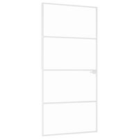 vidaXL Drzwi wewnętrzne, białe, 93x201,5 cm, szkło i aluminium