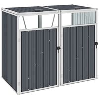 vidaXL Double Garbage Bin Shed Grey 143x81x121 cm Steel