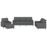 vidaXL Set di Divani 4 pz con Cuscini Grigio Scuro in Tessuto