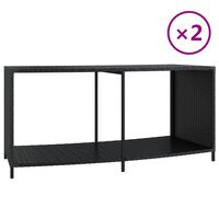 vidaXL Rafturi de depozitare, 2 buc., negru, poliratan