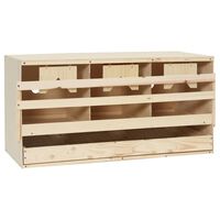 vidaXL Пилешка гнездилка, 3 отделения, 72x33x38 см, бор масив