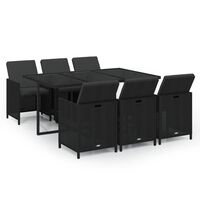 vidaXL 7-delige Tuinset met kussens poly rattan zwart