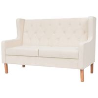 vidaXL Dvivietė sofa, audinys, krėminė balta spalva