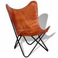 vidaXL Butterfly-Sessel Braun Echtleder