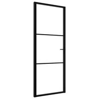 vidaXL Drzwi wewnętrzne, szkło ESG i aluminium, 76x201,5 cm, czarne