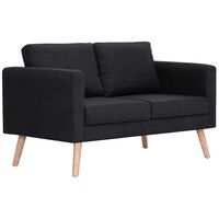 vidaXL Dvivietė sofa, juoda, audinys