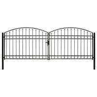 vidaXL Dvoukřídlá zahradní brána s obloukem ocelová 400 x 125 cm černá