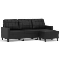 vidaXL Trivietė sofa su pakoja, juodos spalvos, 180cm, dirbtinė oda