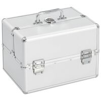 vidaXL Kosmetický kufřík 22 x 30 x 21 cm stříbrný hliník