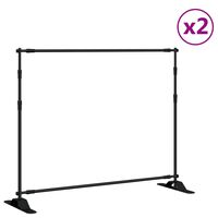 vidaXL Taustakangasteline 2 kpl musta 254x243 cm teräs