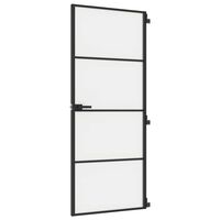 vidaXL Interior Door Slim Black 83x201.5 cm Tempered Glass and Aluminium
