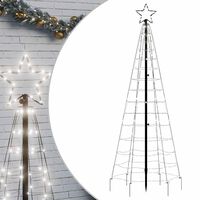 vidaXL LED-Weihnachtsbaum mit Erdspießen 220 LEDs Kaltweiß 180 cm
