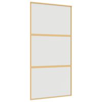 vidaXL Schuifdeur 102,5x205 cm mat ESG-glas en aluminium goudkleurig