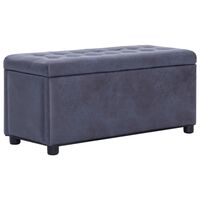 vidaXL Banco de arrumação 87,5 cm camurça artificial cinzento