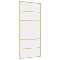 vidaXL Skjutdörr guld 90x205 cm klart ESG-glas och aluminium