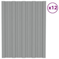 vidaXL Roof Panels 12 pcs Galvanised Steel Grey 60x45 cm
