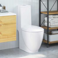 vidaXL トイレ 後方水流式 セラミック製 ホワイト