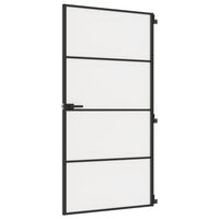 vidaXL Notranja vrata ozka črna 102,5x201,5 cm kaljeno steklo aluminij