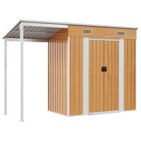 vidaXL világosbarna fészer meghosszabbított tetővel 277x110,5x181 cm