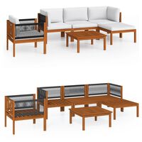vidaXL 6 Piece Garden Lounge Set with Cushions Cream Solid Acacia Wood