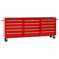 vidaXL Gereedschapswagen met 15 lades staal rood