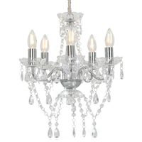 vidaXL Luster s krištálikmi, strieborný, okrúhly 5 x E14