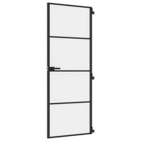 vidaXL Porte intérieure mince noir 76x201,5 cm verre trempé aluminium