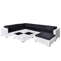 vidaXL Set Divani da Giardino 8 pz con Cuscini in Polyrattan Bianco