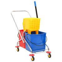 vidaXL Carrello Pulizie con Secchi e Strizzatoio PP e Acciaio Cromato