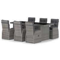 vidaXL 7-delige Tuinset met kussens poly rattan grijs