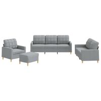 vidaXL 4-delige Loungeset met kussens stof lichtgrijs